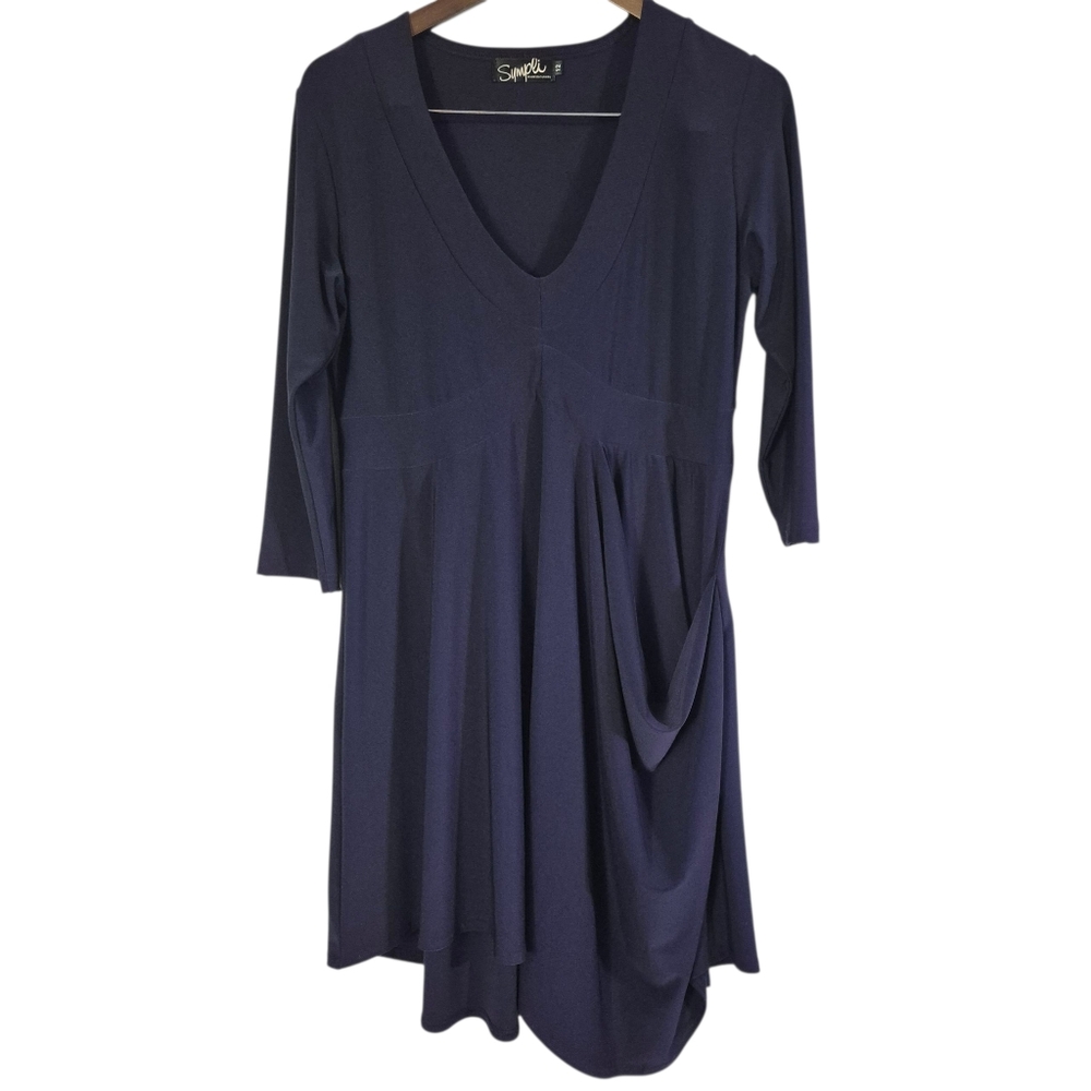 Sympli Deep Purple Asymetric Draped Dress Size 12